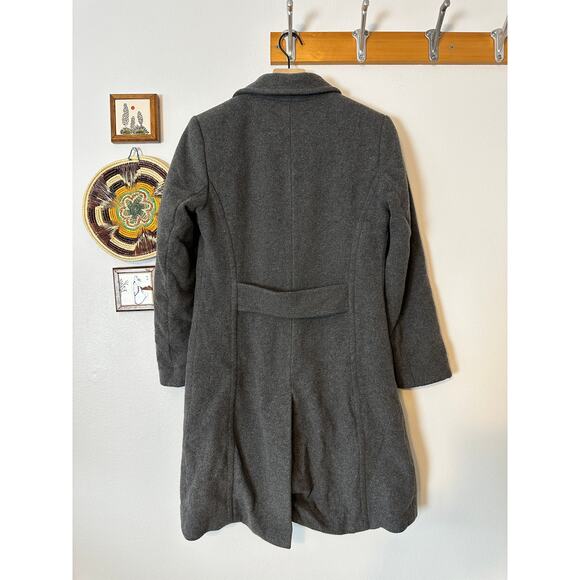 Larry Levine Women’s Sz S Gray Overcoat Trench Wool Cashmere Blend Button Front - Picture 2 of 4